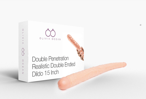 Double Ended Dildo Realistic 15" Long Lesbian Anal Double Ender Sex Toy FREE LUBE