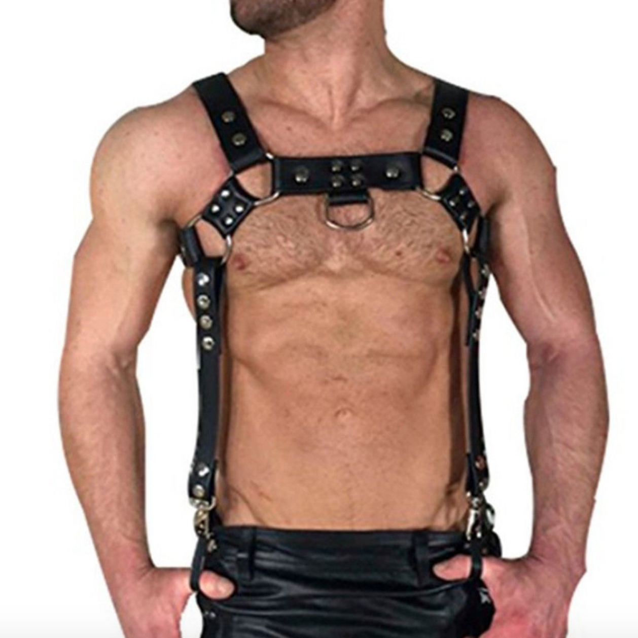 Leather Chest Bondage Harness (Black)