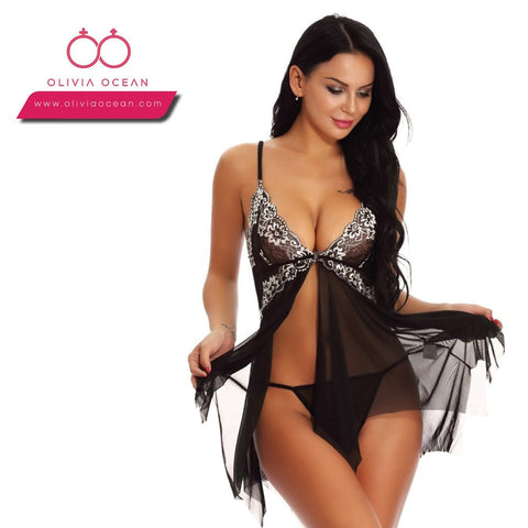 Women Lace Babydoll Lingerie Nightdress Nightie Sleepwear