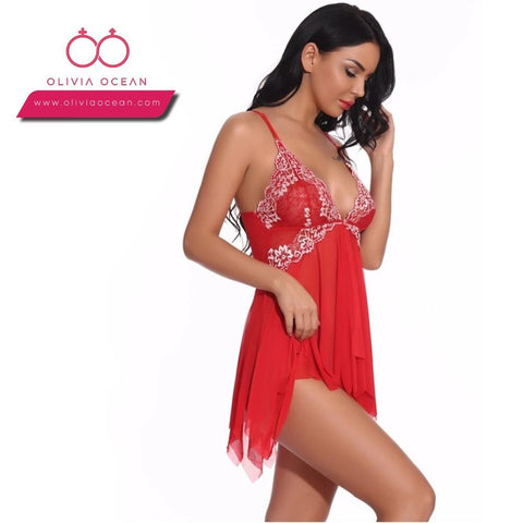 Women Lace Babydoll Lingerie Nightdress Nightie Sleepwear